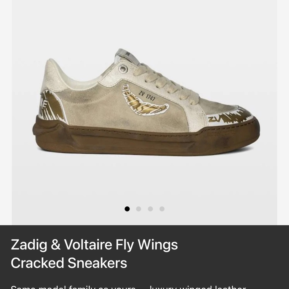 Zadig & Voltaire Cream and Beige Low-Top Sneakers with Wing Detail